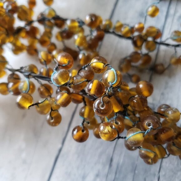 (Set of 2) Pottery Barn Amber PEPPERBERRY GARLAND 5’ Pepper Berry Glass - Picture 6 of 8